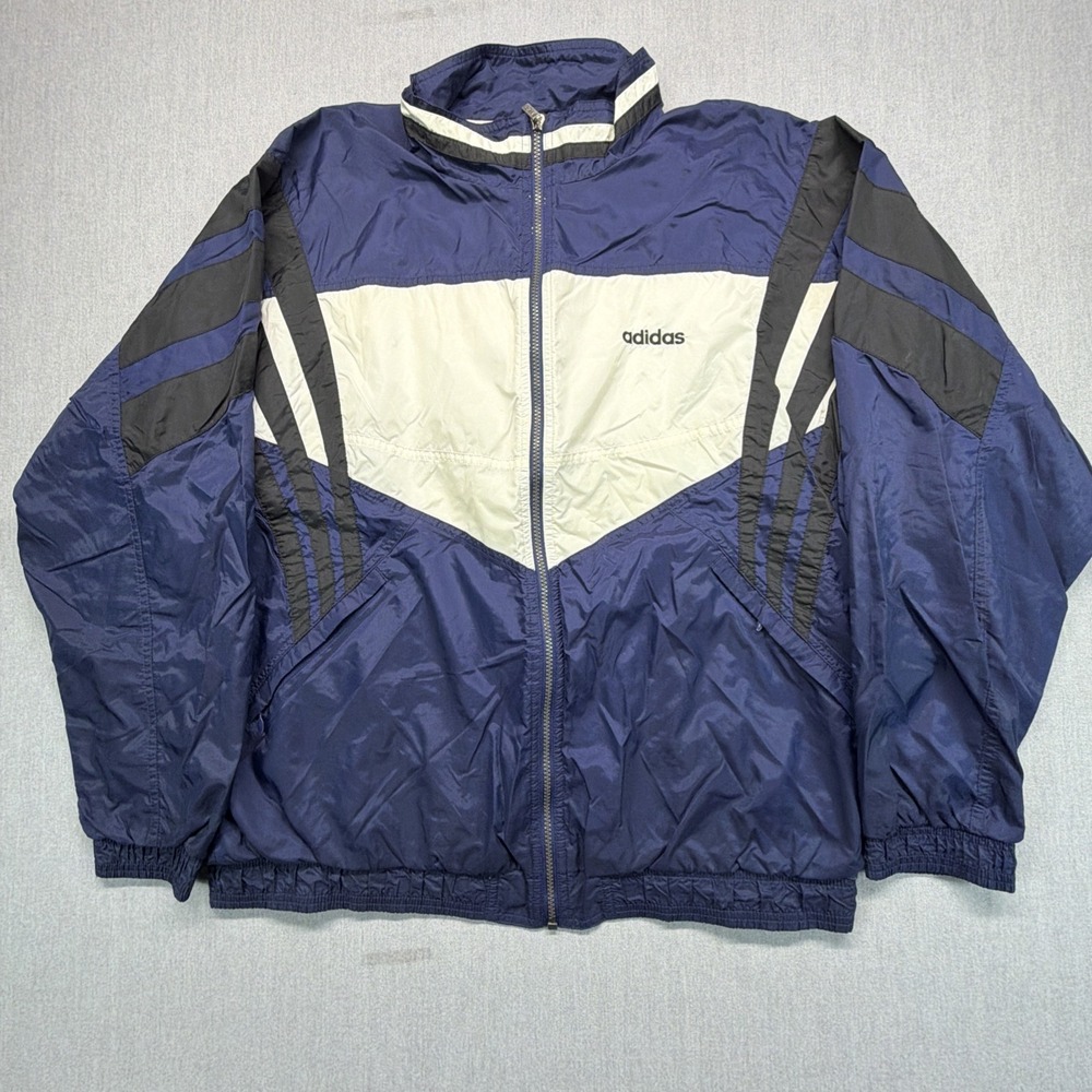 Vintage Adidas Jacket Mens Large Stripes 90s‎ Windbreaker